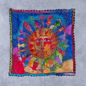 Vintage Laurel Burch “Harmony Under the Sun” Silk Scarf Sun, People & Animals